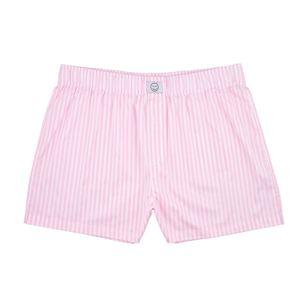 Bobbie Brooks 100% Cotton Pink and White Striped Plus Size Boxer Shorts - Cozy